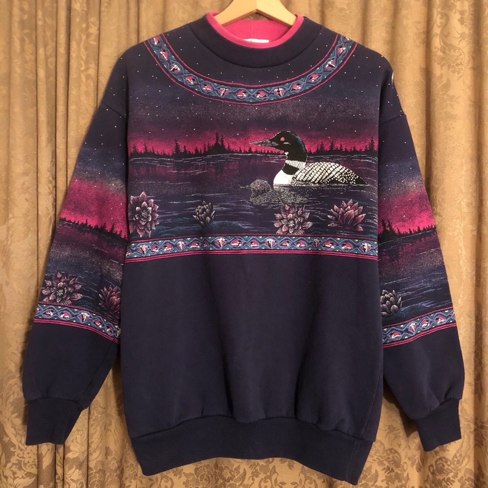 Vintage 90s custom lakeside view crewneck sweater
